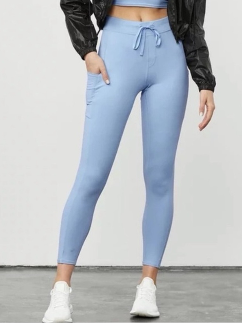 ALO Yoga High Waist Checkpoint Blue Skies Drawstring Leggings XS
